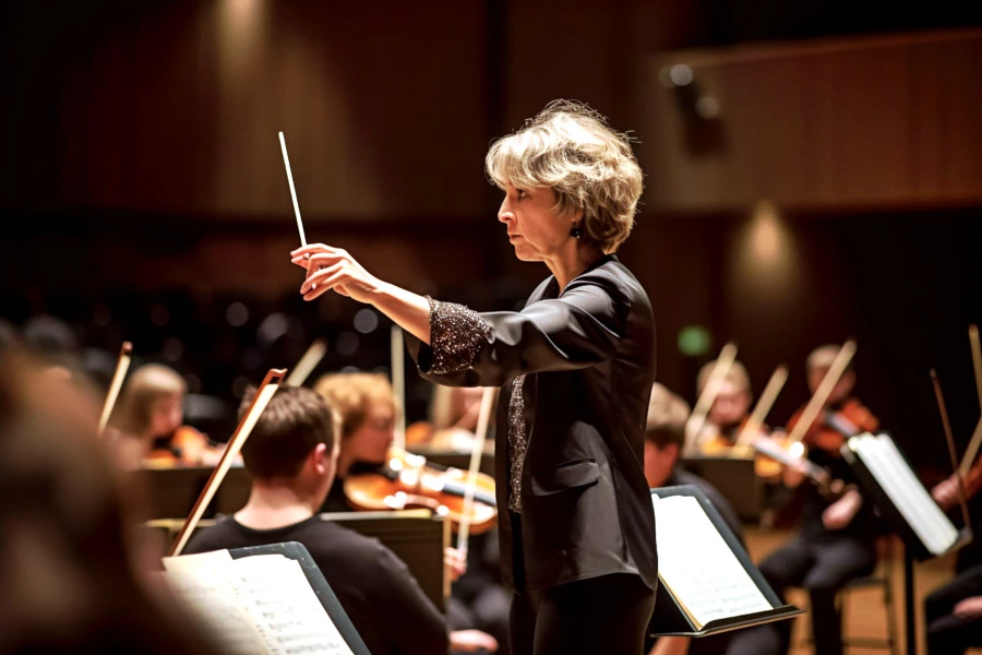 Combination Skin Conditions: A photograph of a woman conducting an orchestra.