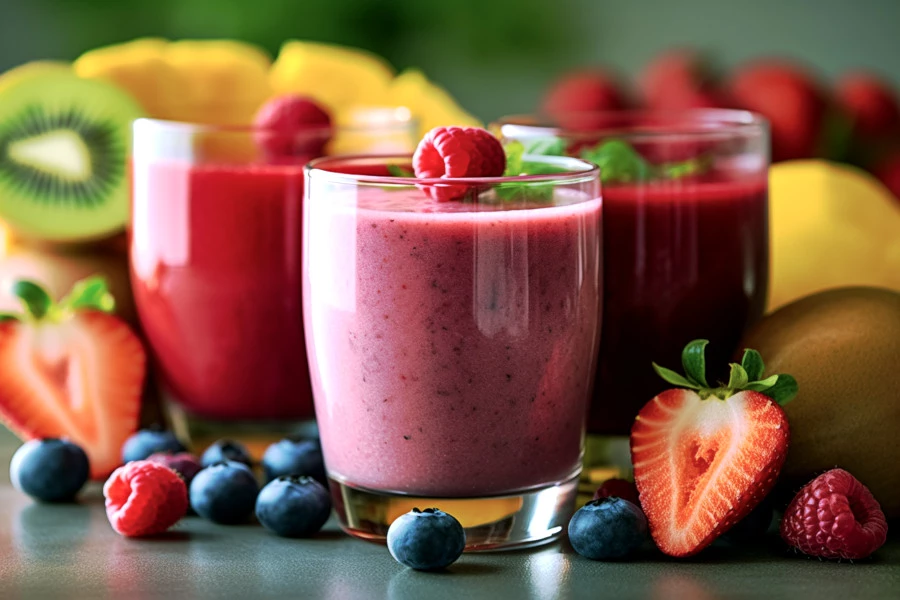 Diet and Nutrition are Important: A picture of colorful fruit smoothies.