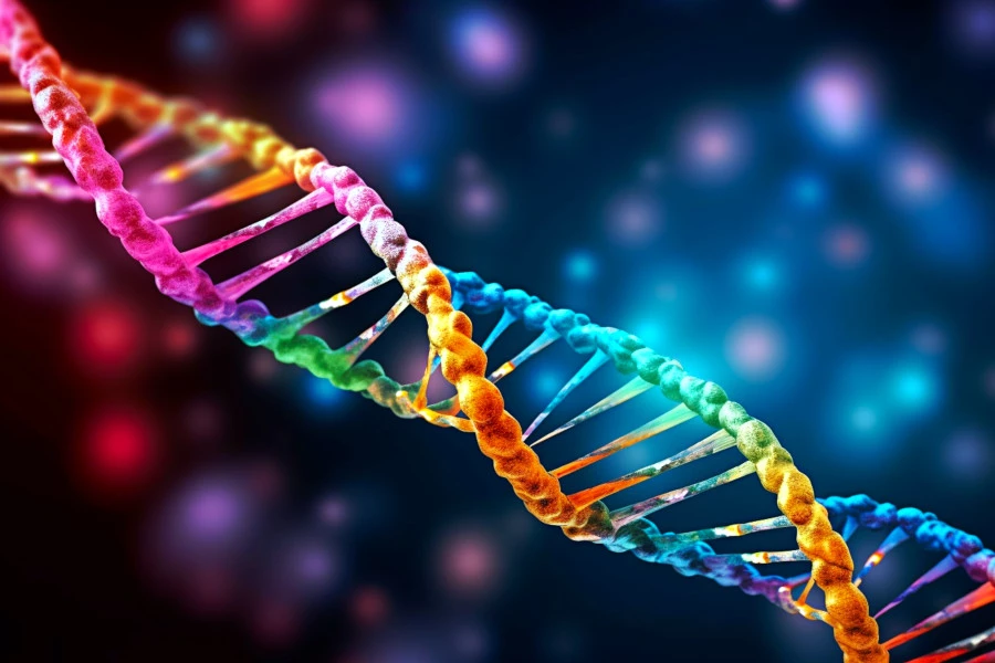 DNA and Genetic Factors: A colorful image of a strand of DNA.