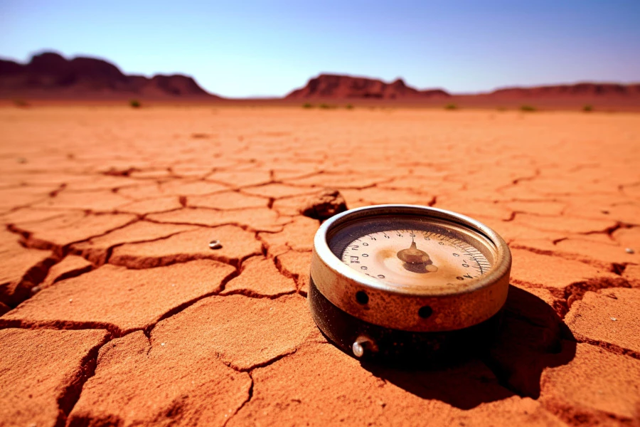 Factors Affecting Mature Skin: A photograph of an arid landscape, representing the influence of climate on skin.