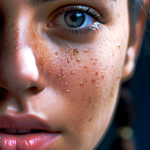 Woman with oily skin type