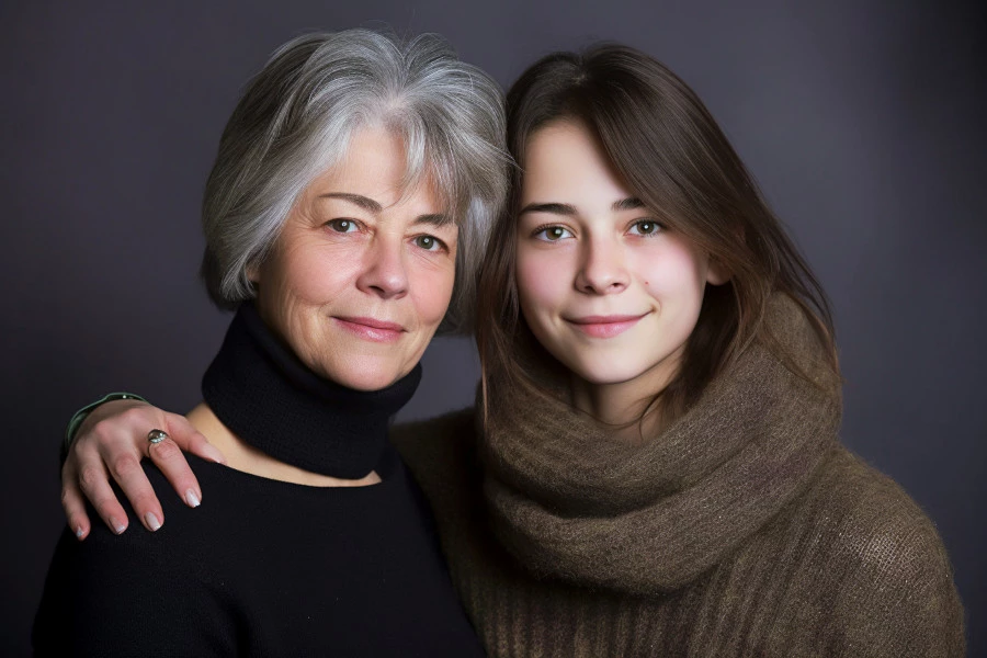 Sensitive Skin Can Be Caused By Genetics: A portrait photograph of a teenage girl with her grandmother.