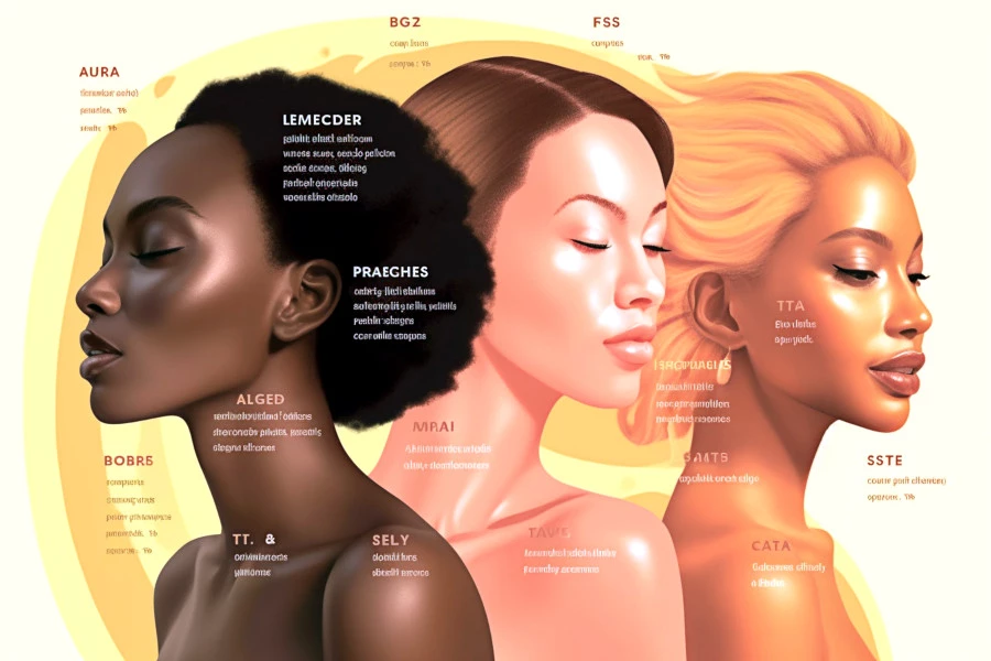 Categorizing Skin Tones Image: An infographic illustration about skin tones.