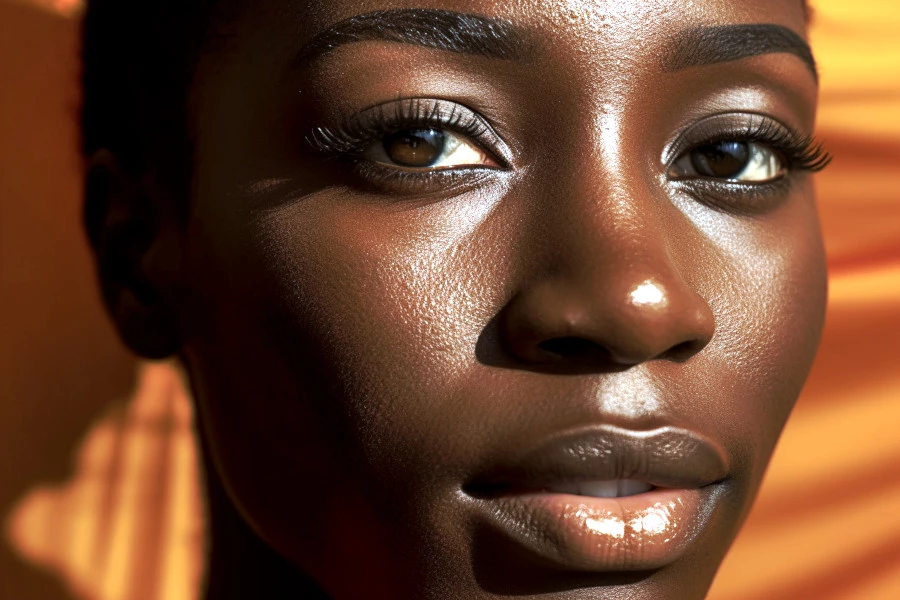Melanin-Rich Skin Care Image: A close-up portrait of an African-American woman's face.