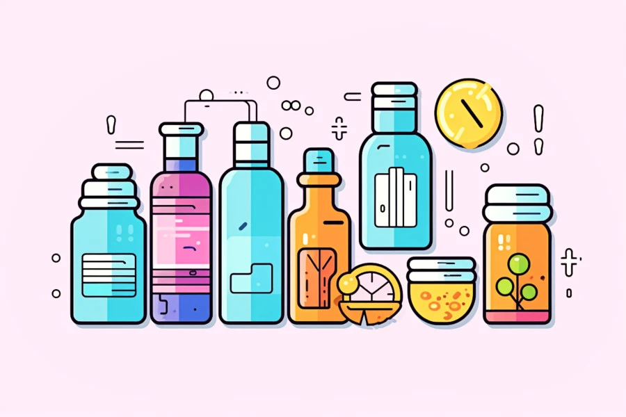 Choosing Safe and Effective Skincare Products Image: An infographic illustration depicting a variety of skincare products.