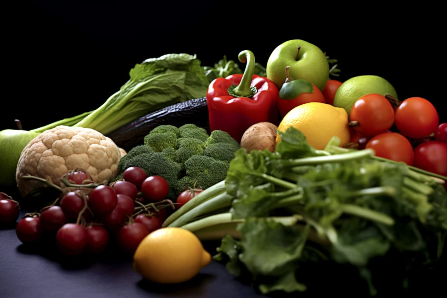 Nutrition for Healthy Skin Image: A photograph of a platter of fruits and vegetables.
