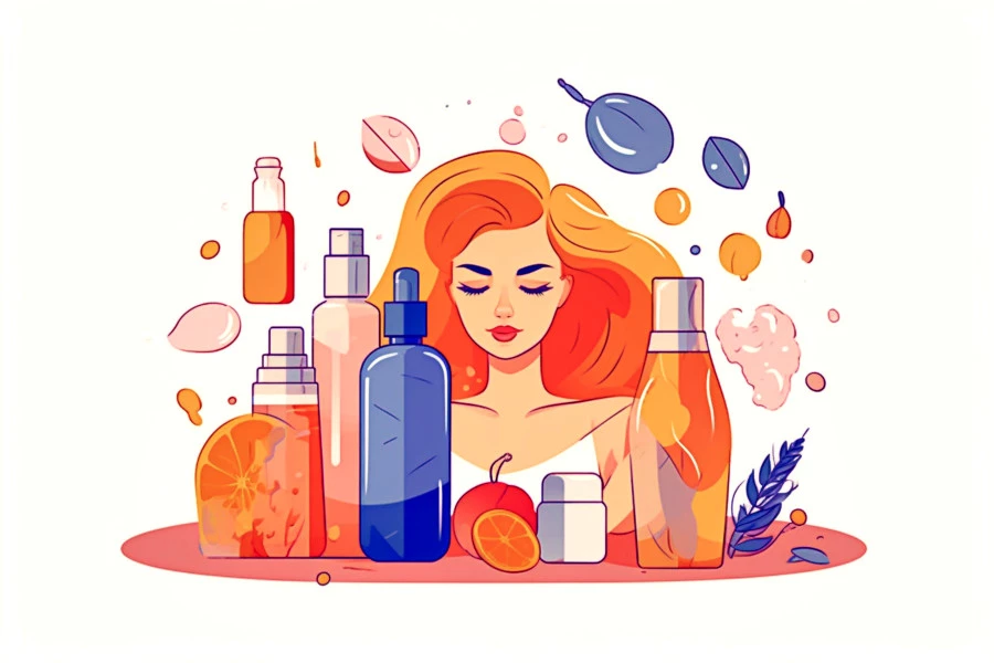 Benefits of Toning Your Face Image: An infographic illustration of a woman with facial toner products.