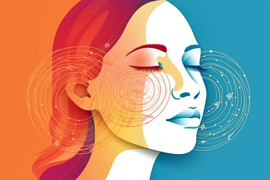 What is Toning Cleanser Featured Image: An infographic illustration of a woman's face with bright colors.